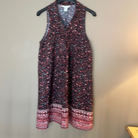 Floral printed tunic if someone is petite will fit like a dress black red white - Picture 1 of 2